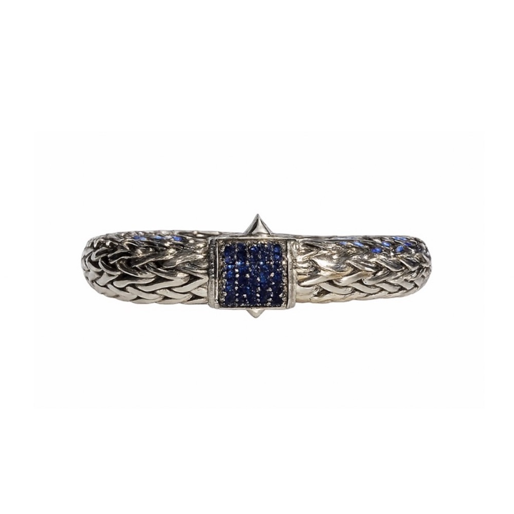 John Hardy Chain Icon Bracelet with Blue Sapphire Closure. 10.5mm wide
